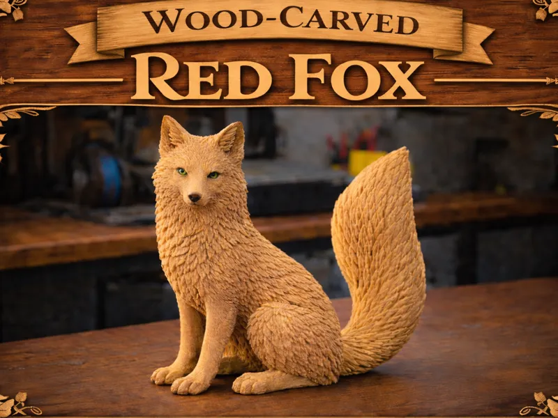 Wood-Style Decorative Red Fox