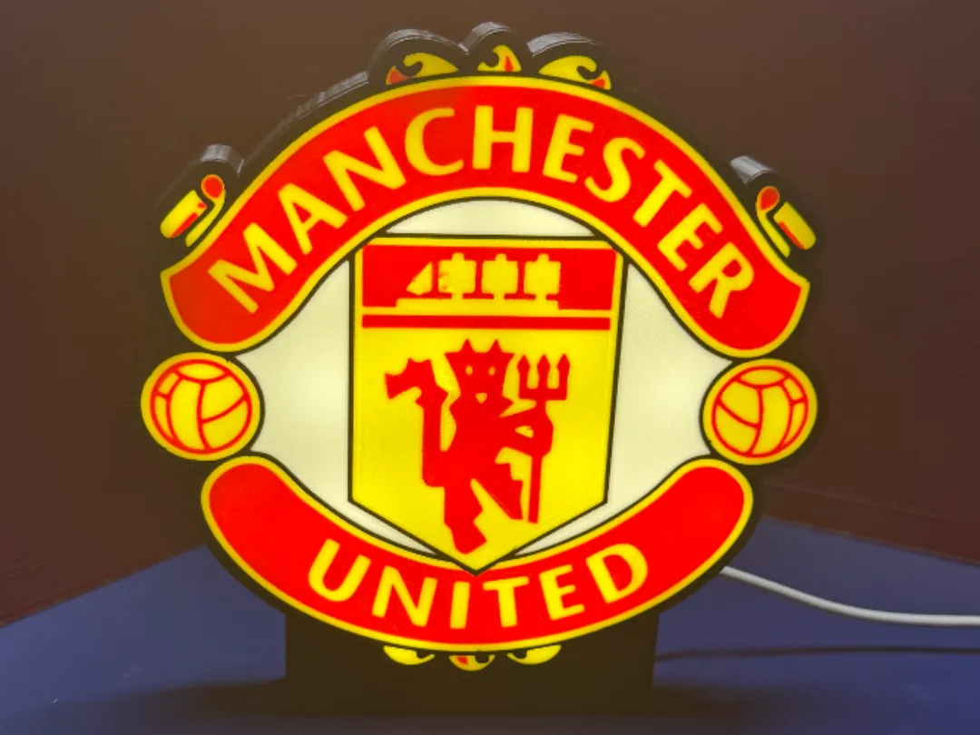Manchester United Football Club Lightbox and stand - Free 3D Print ...