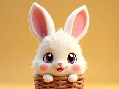 Cute Easter Bunny in Basket