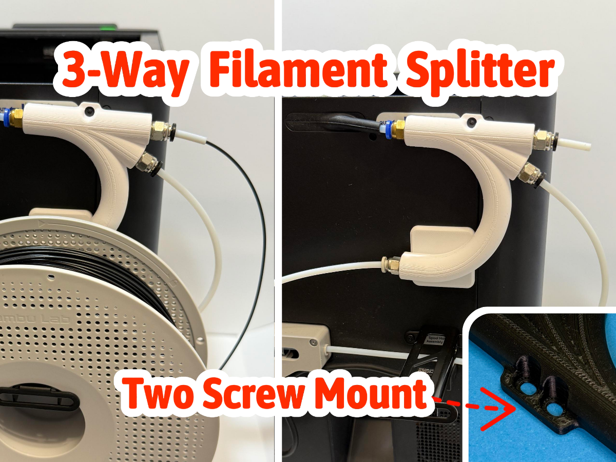 3 Way Filament Splitter for BambuLab P1P/P1S/X1C