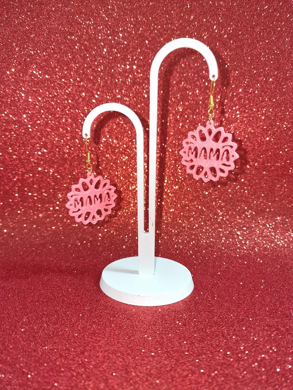 Mama flower earrings view 3