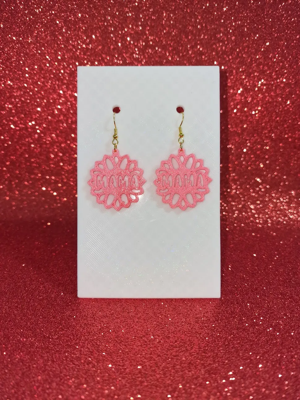 Mama flower earrings view 2