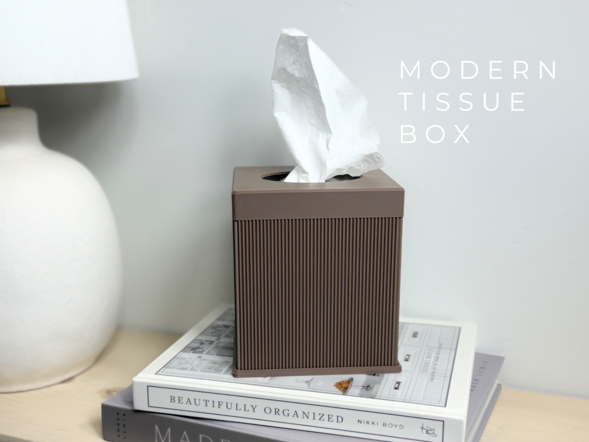 Tissue Box Holder - Modern Ribbed Design