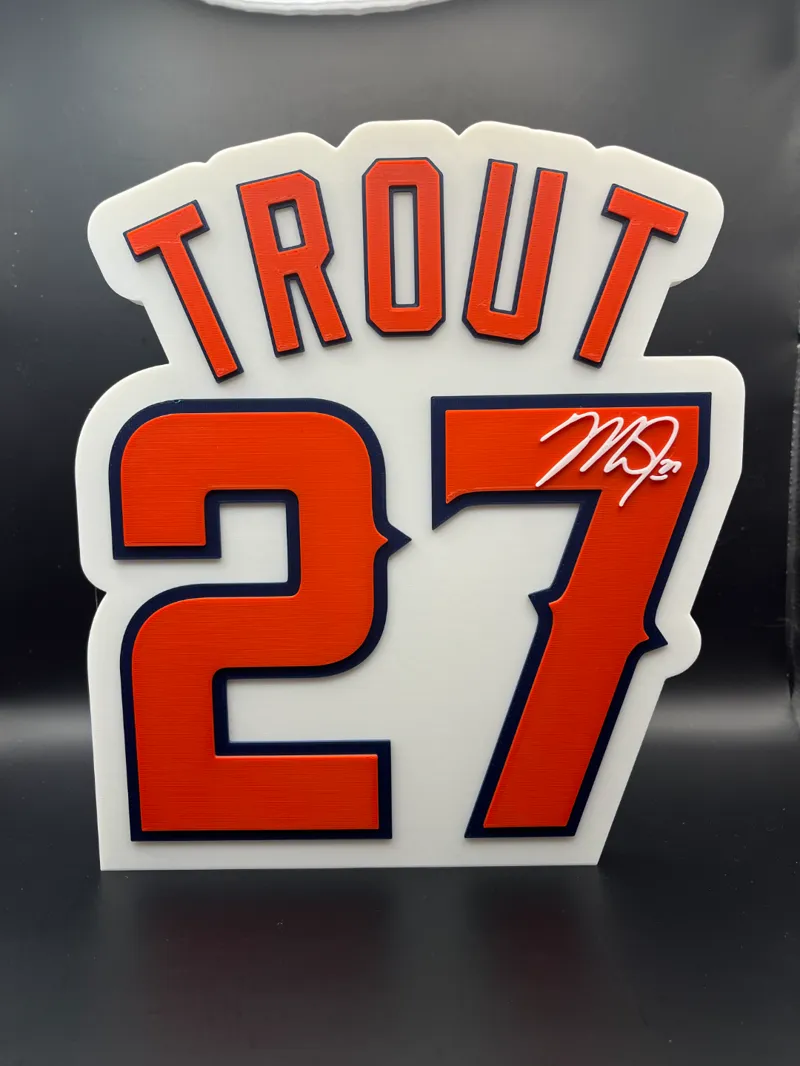 Mike Trout 27 Sign Display Wall Desk Shelf Art