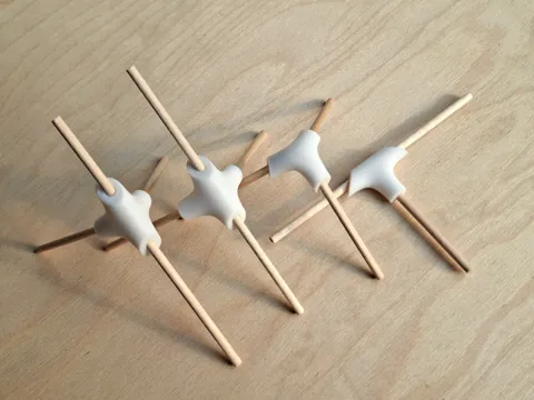 Joints for wood skewers and sticks