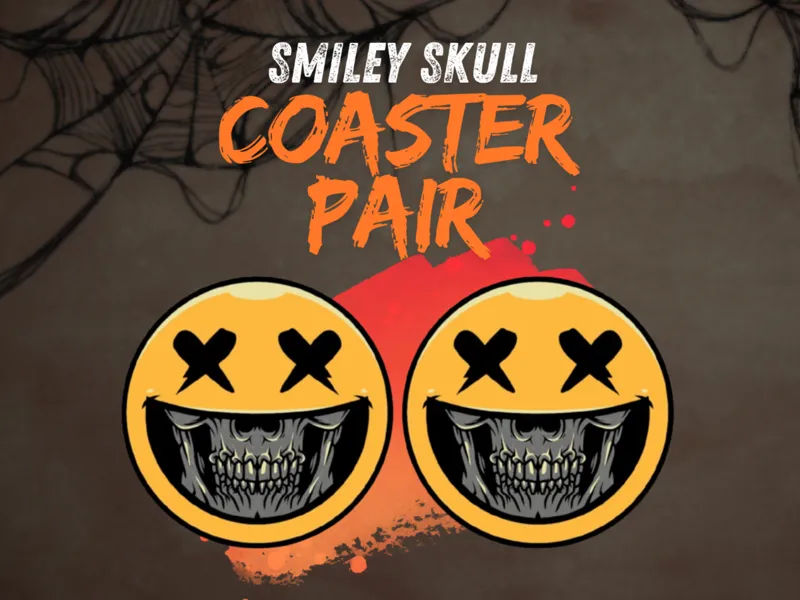 Smiley Skull Coaster Pair
