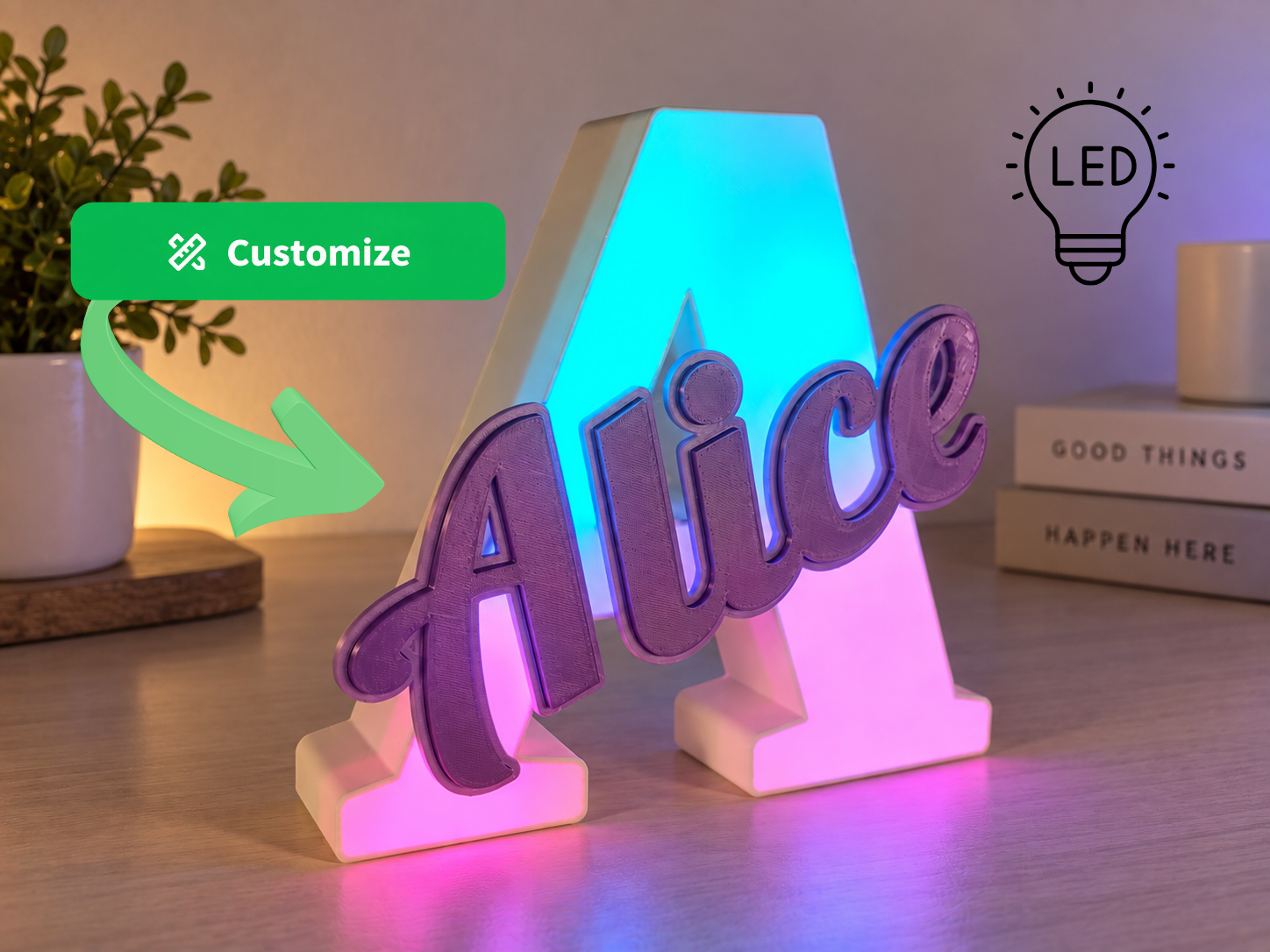 Personalized LED Letter Lightbox with Custom Name - 1