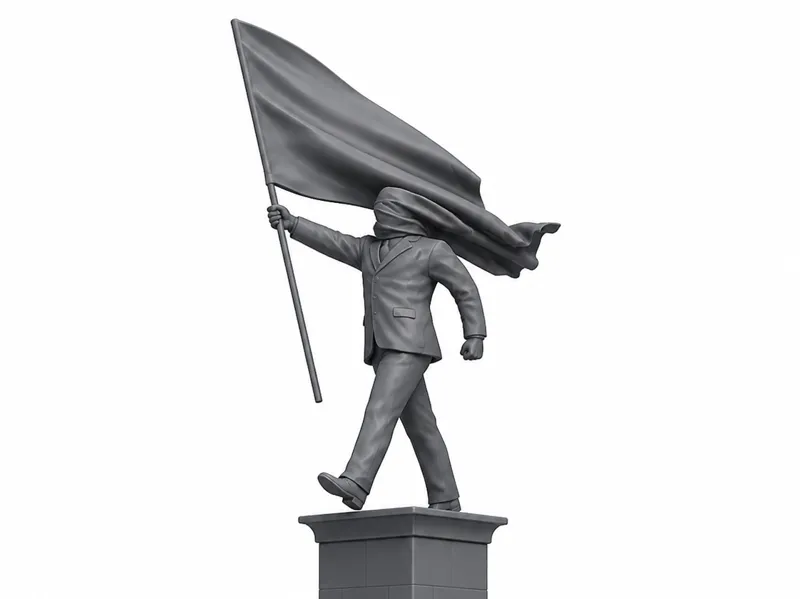 Man walking with a flag fan art