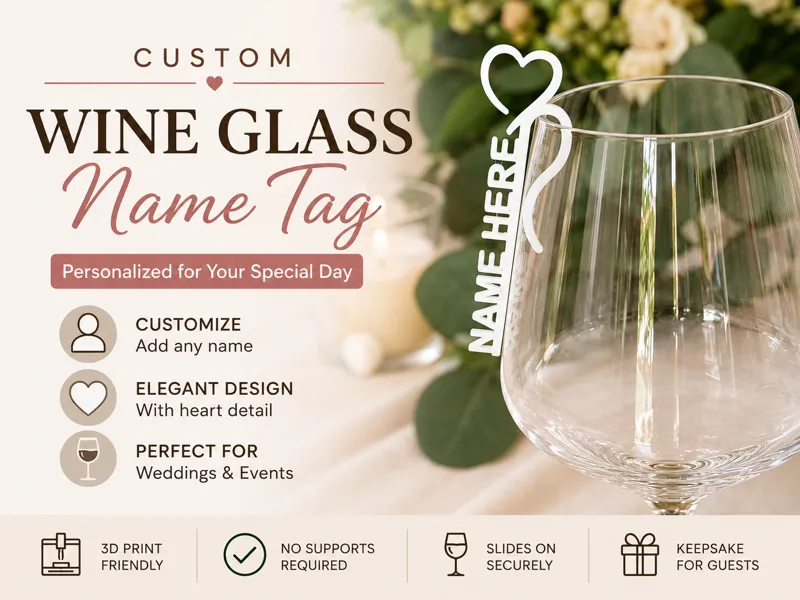 Personalized Wine Glass Name Tag for Weddings