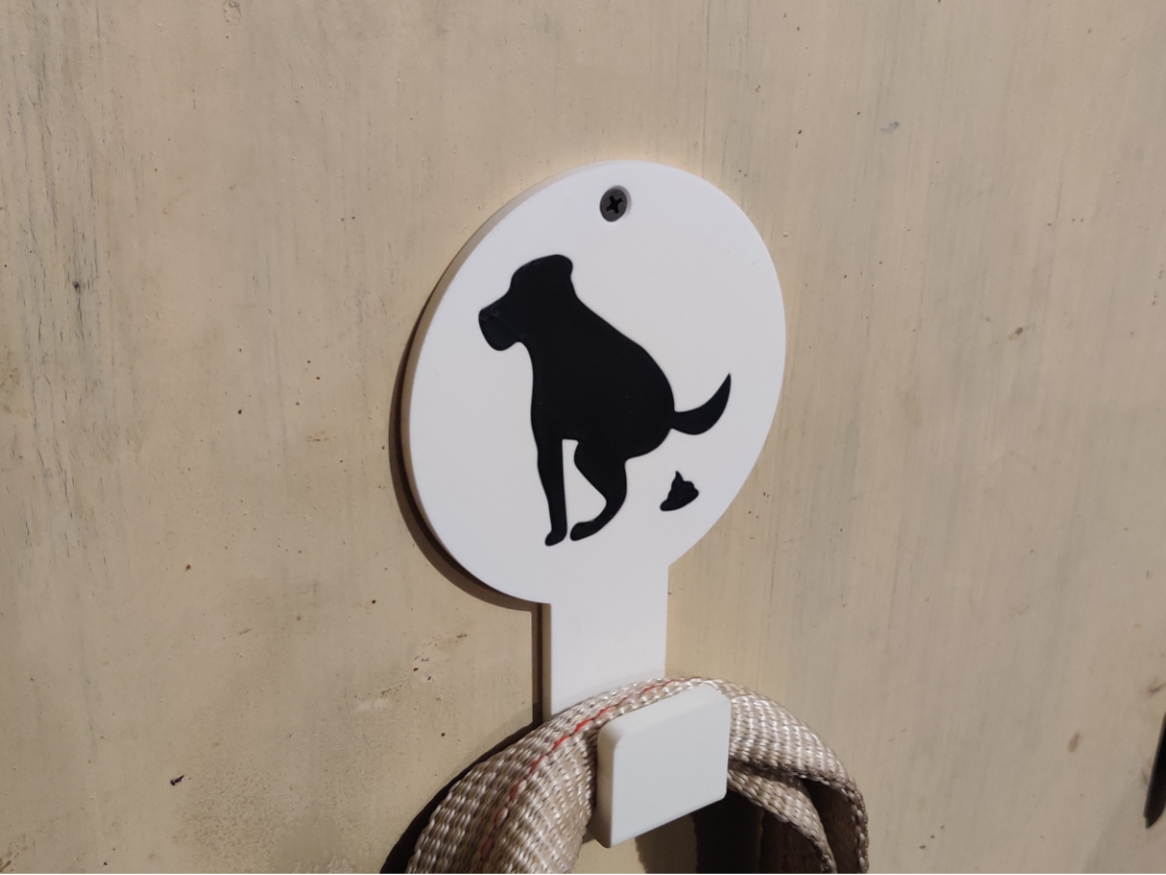 Dog leash holder. 
