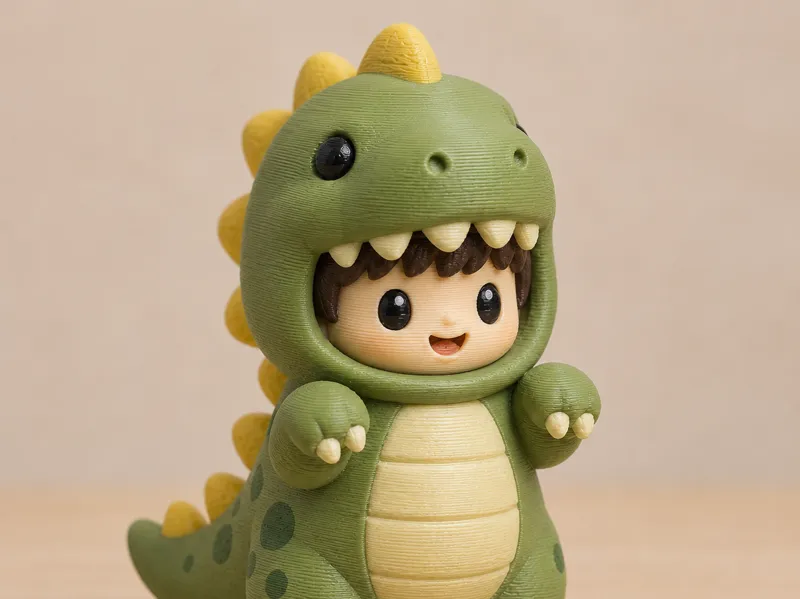 Niño con disfraz de dinosaurio