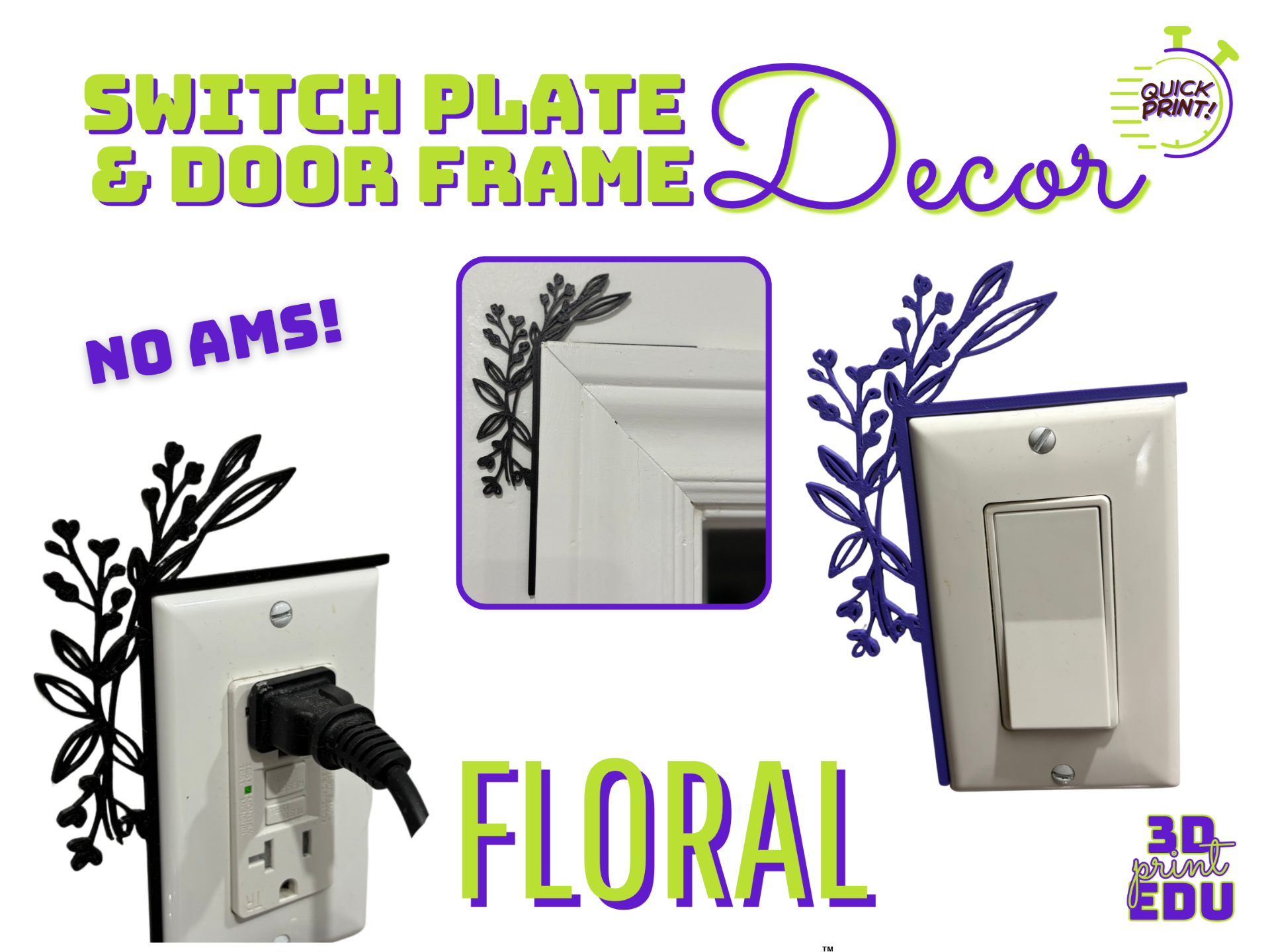 Floral Switch Plate & Door Frame Decor | Wall Art