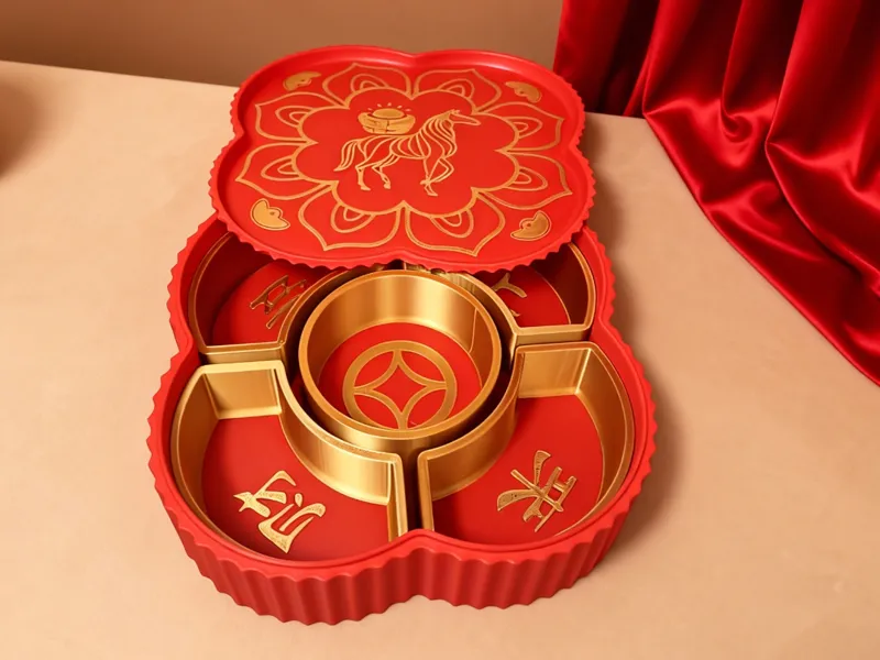 【马年年货】过年果盘/收纳盒 家用2026年新中式新款零食小物件收纳盒“马上来财”纹样
