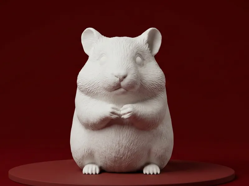 Realistic Sitting Hamster Figurine