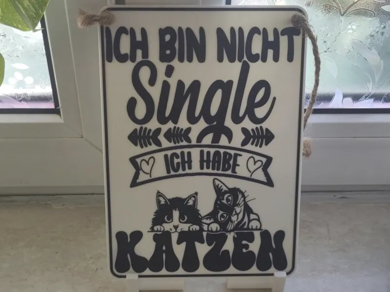 Wanddekoration 'Bin nicht Single, habe Katzen'
