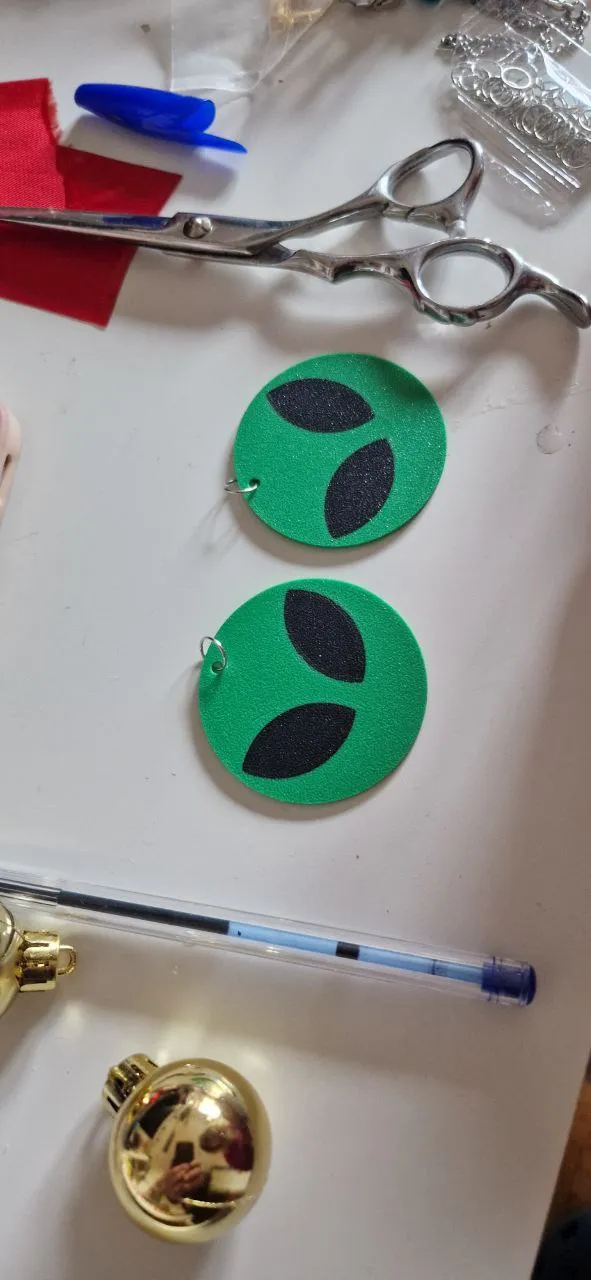 Round Alien Earrings view 2
