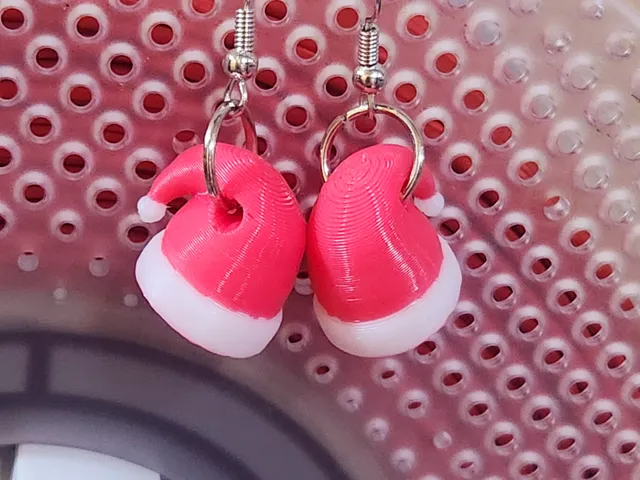 3D Santa hat earrings