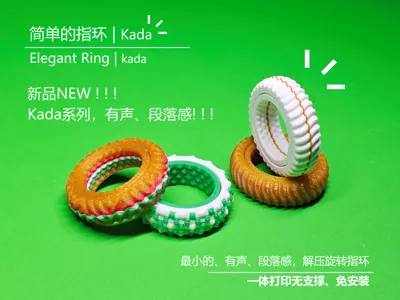 Audible, segmented feel, ultra-small exquisite Print in Place assembly-free, rotatable, introvert's fidget ring, internal hobnail pattern, multiple external patterns