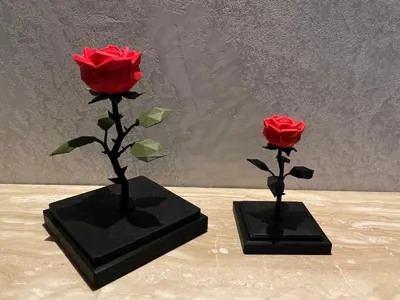 PolygonRose - Elegant Low-Poly Rose on Pedestal