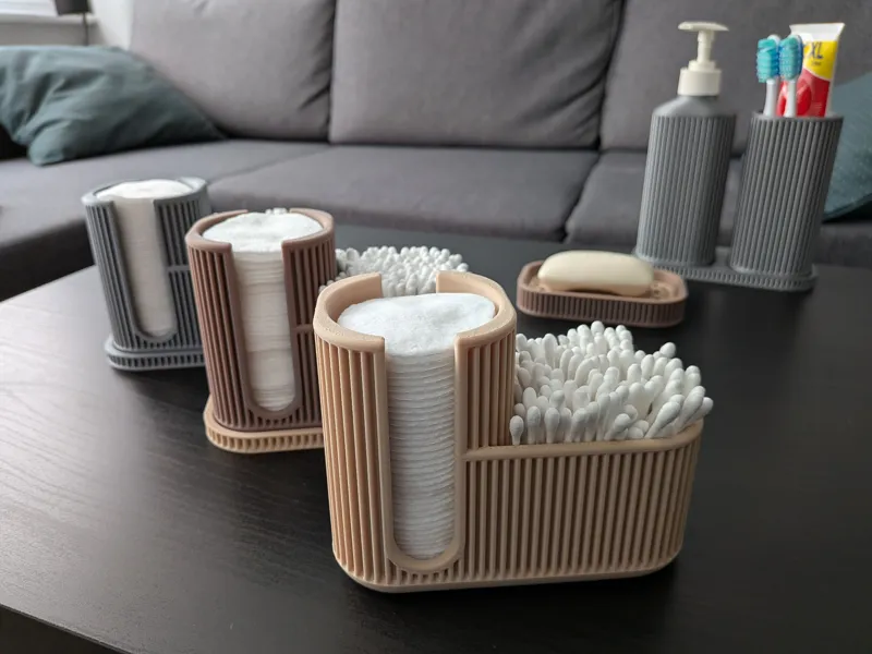Ribbed Cotton Pads and Buds Holder