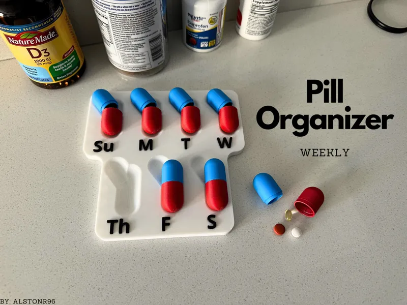 Weekly Pill Organizer - pill shaped capsule 