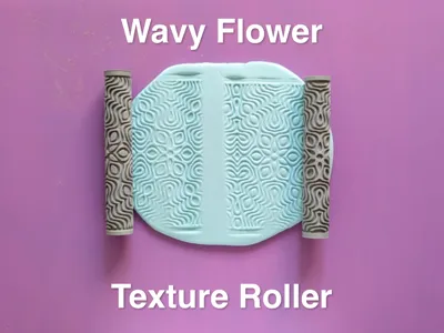 Texture Rolling Pin - Wavy Flower Pattern