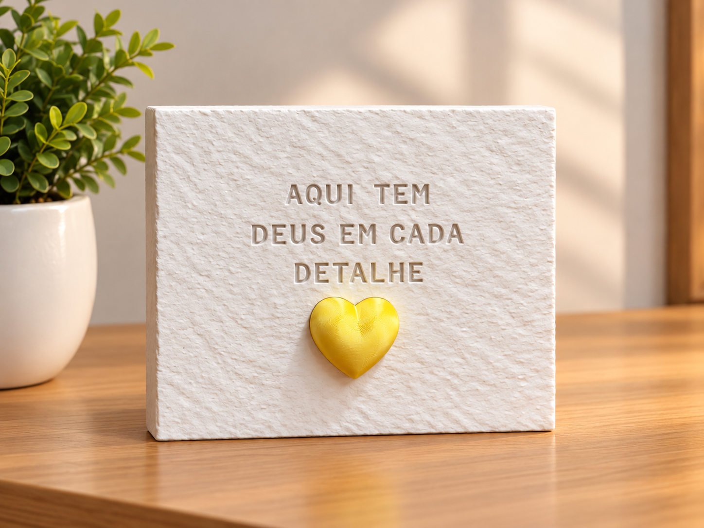 Placa Decorativa – "Aqui tem Deus em cada detalhe" - 1