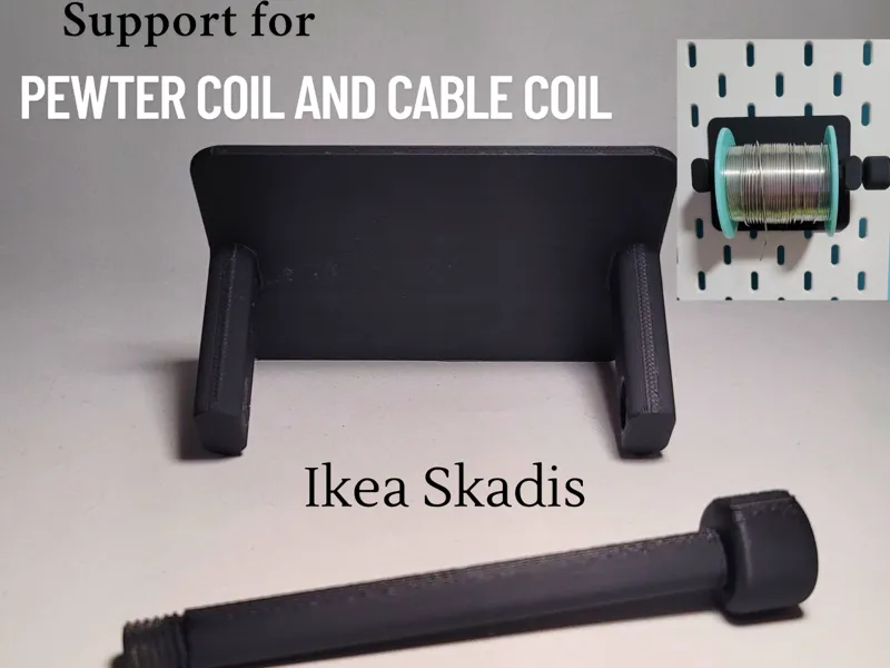 Support Ikea skadis for pewter coil or cable coil
