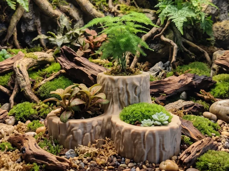 Triple Stump Nature Terrarium Planter Pot
