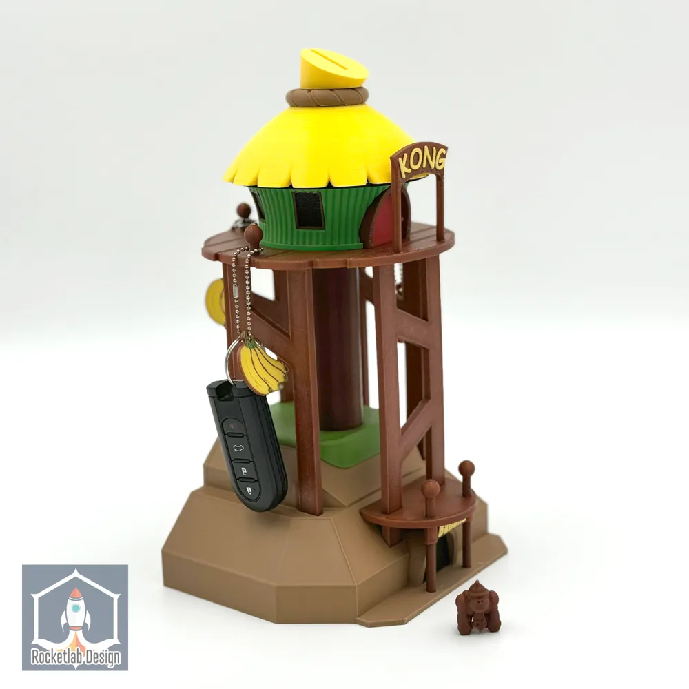 Treehouse Keyhole Donkey Kong Tree House Key Hanger & Piggy Bank - Free 3D Print Model ...