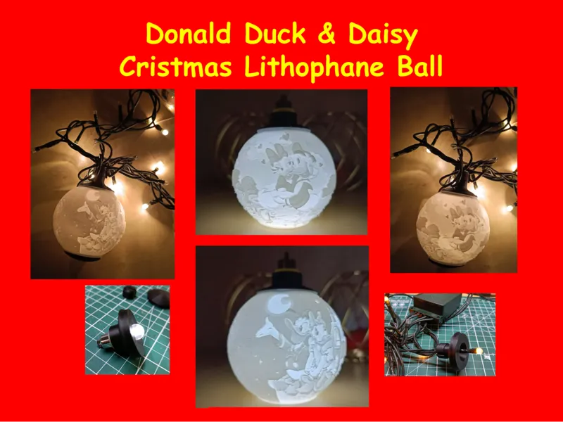 Donald Duck & Daisy Christmas Lithophane Ball