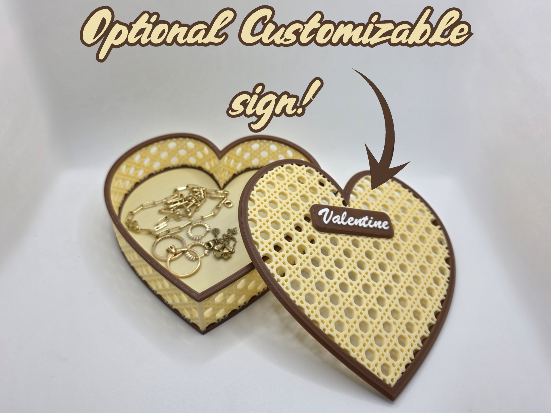 Personalized Valentine Rattan Heart Box