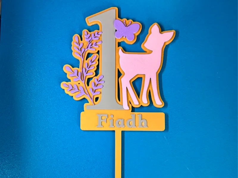 Age 1 Bambi Cake Topper (Customisable Name)