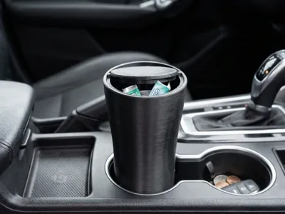 Cup holder trash bin