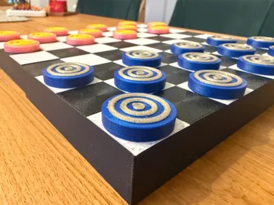 Stackable Two-Color Checkers / Draughts