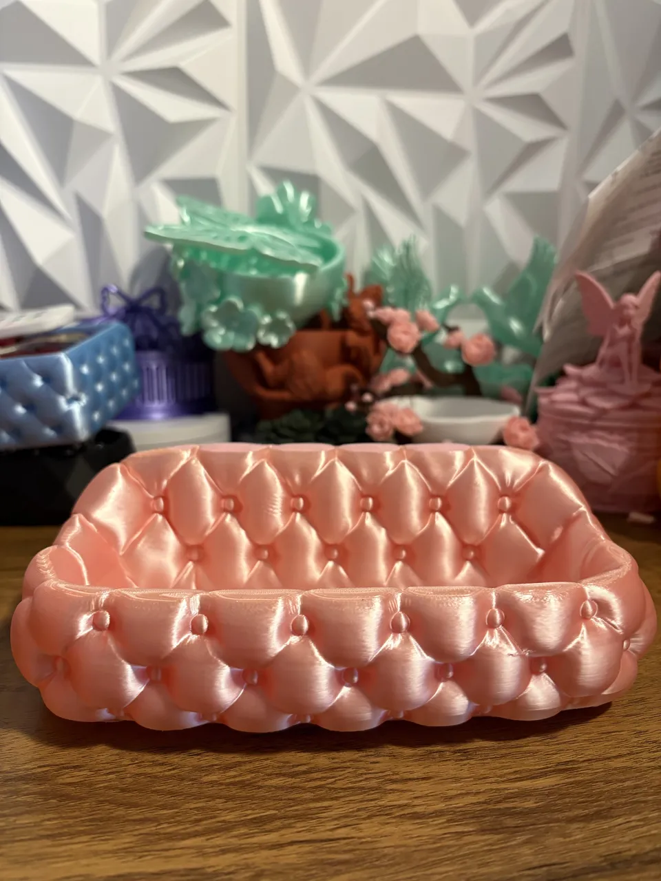 Luxury Tufted Vanity Tray Perfume Organizer view 3
