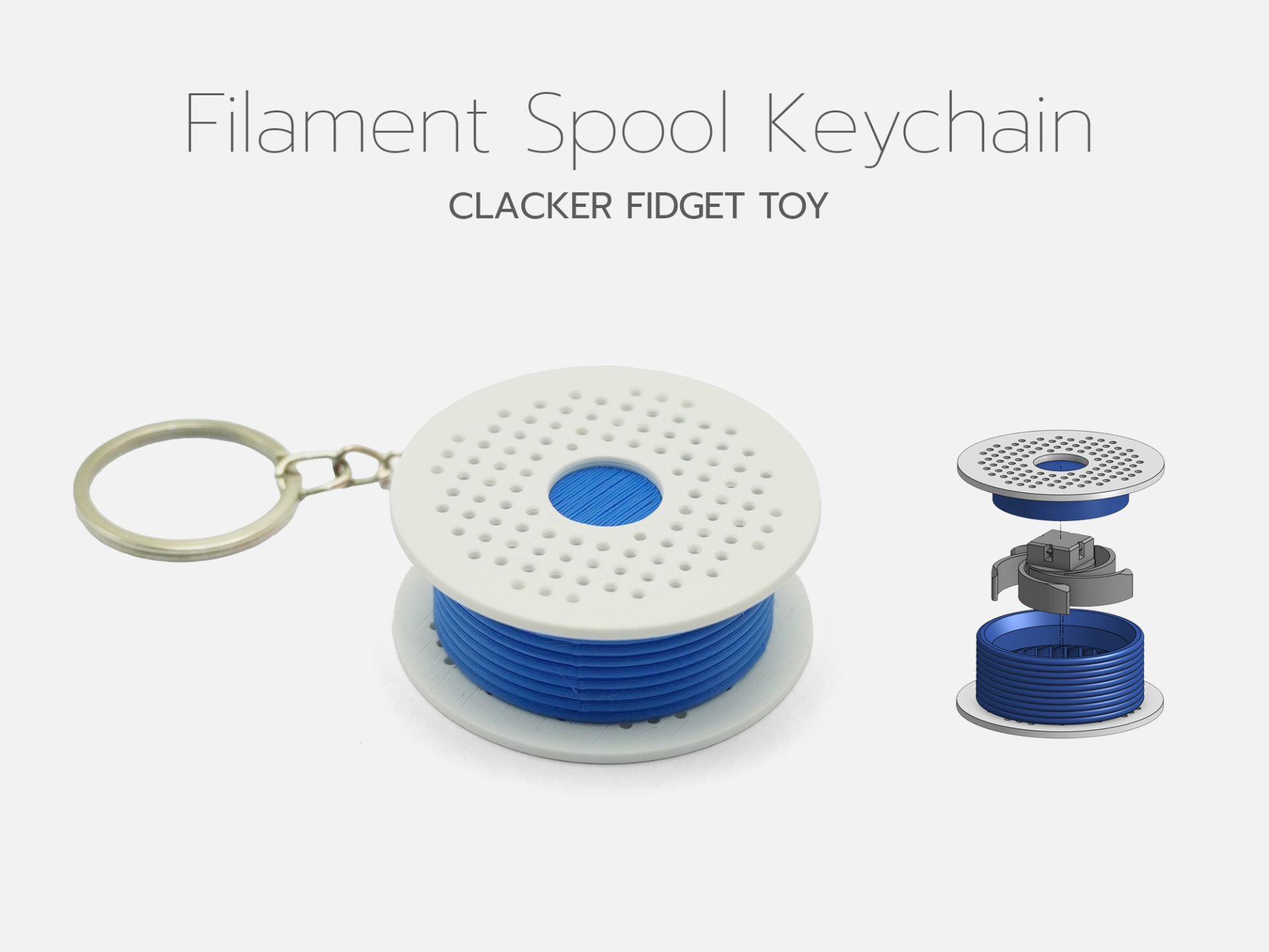 Filament Spool Clacker Fidget Toy Keychain 3D model