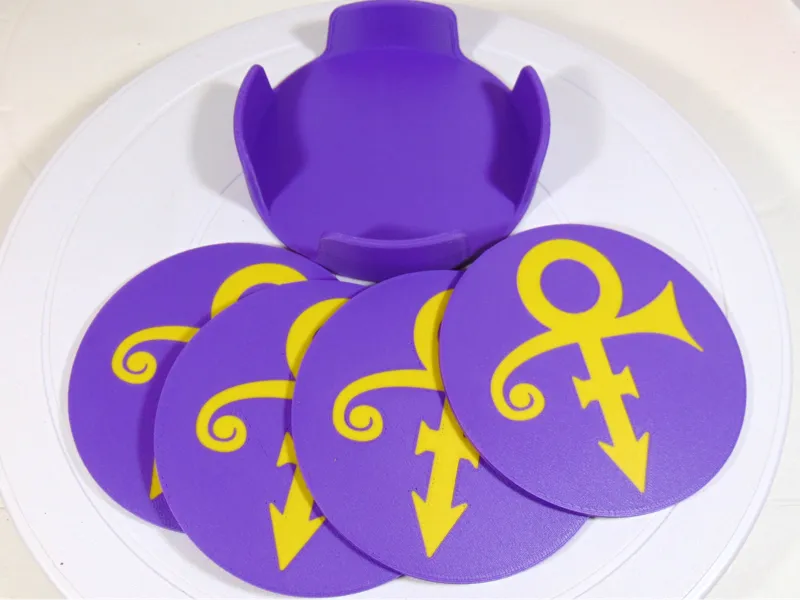 Prince Purple Rain Tribute Coaster Set With Holder