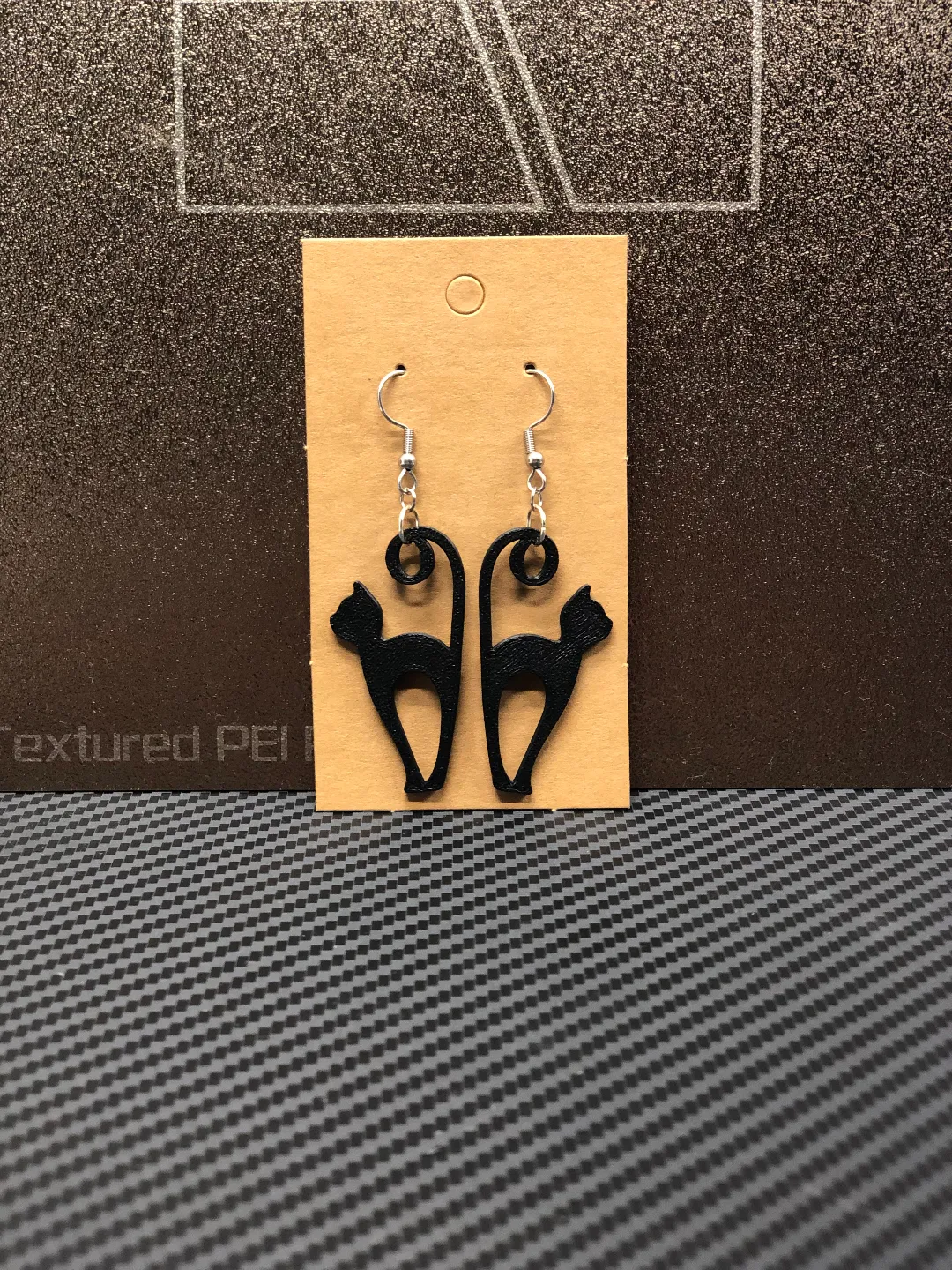 Black cat earrings view 2