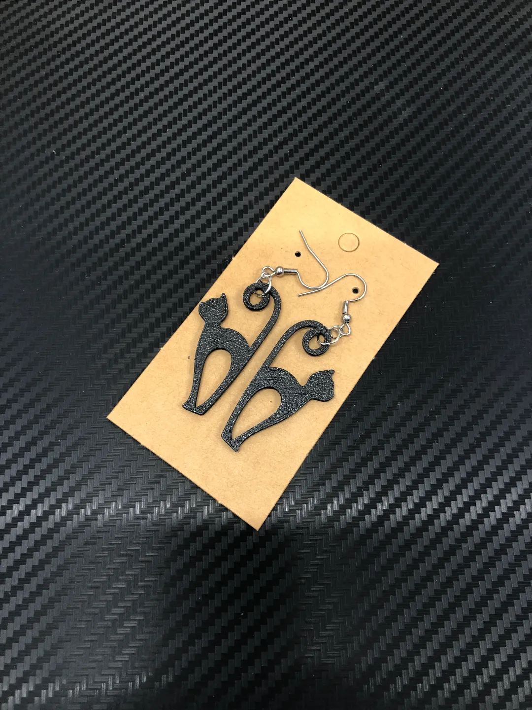 Black cat earrings view 3