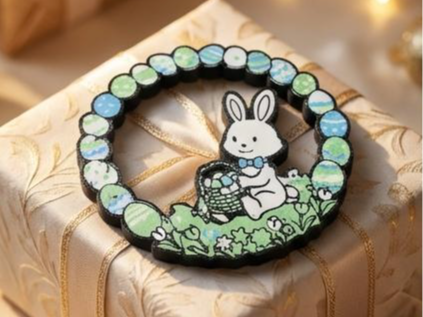 Cute Easter Bunny Wreath Multicolor AMS Decor