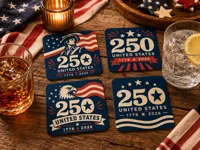 Set de sous-verres patriotiques USA 250 ans avec plateau — photo 1