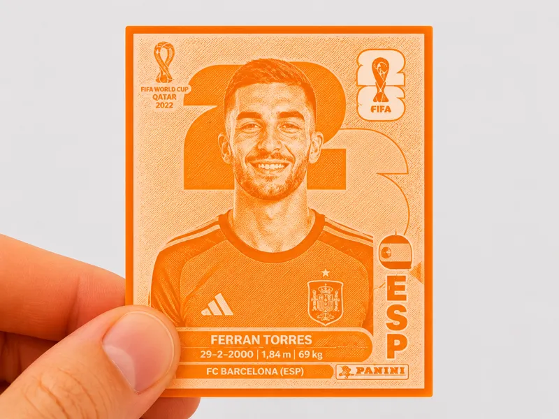 Figurita 3D de Ferran Torres (Album Panini 2026)