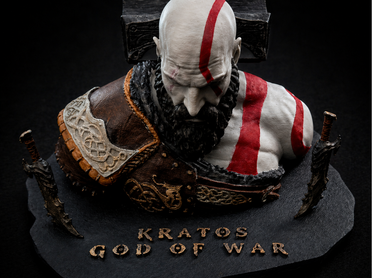 Kratos ps5 controller holder, Bust and base