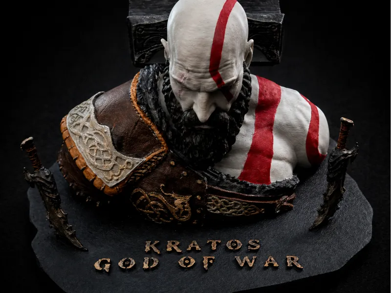 Kratos ps5 controller holder, Bust and base