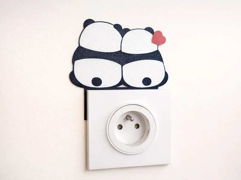 Duo Panda : déco interrupteur, prise, porte