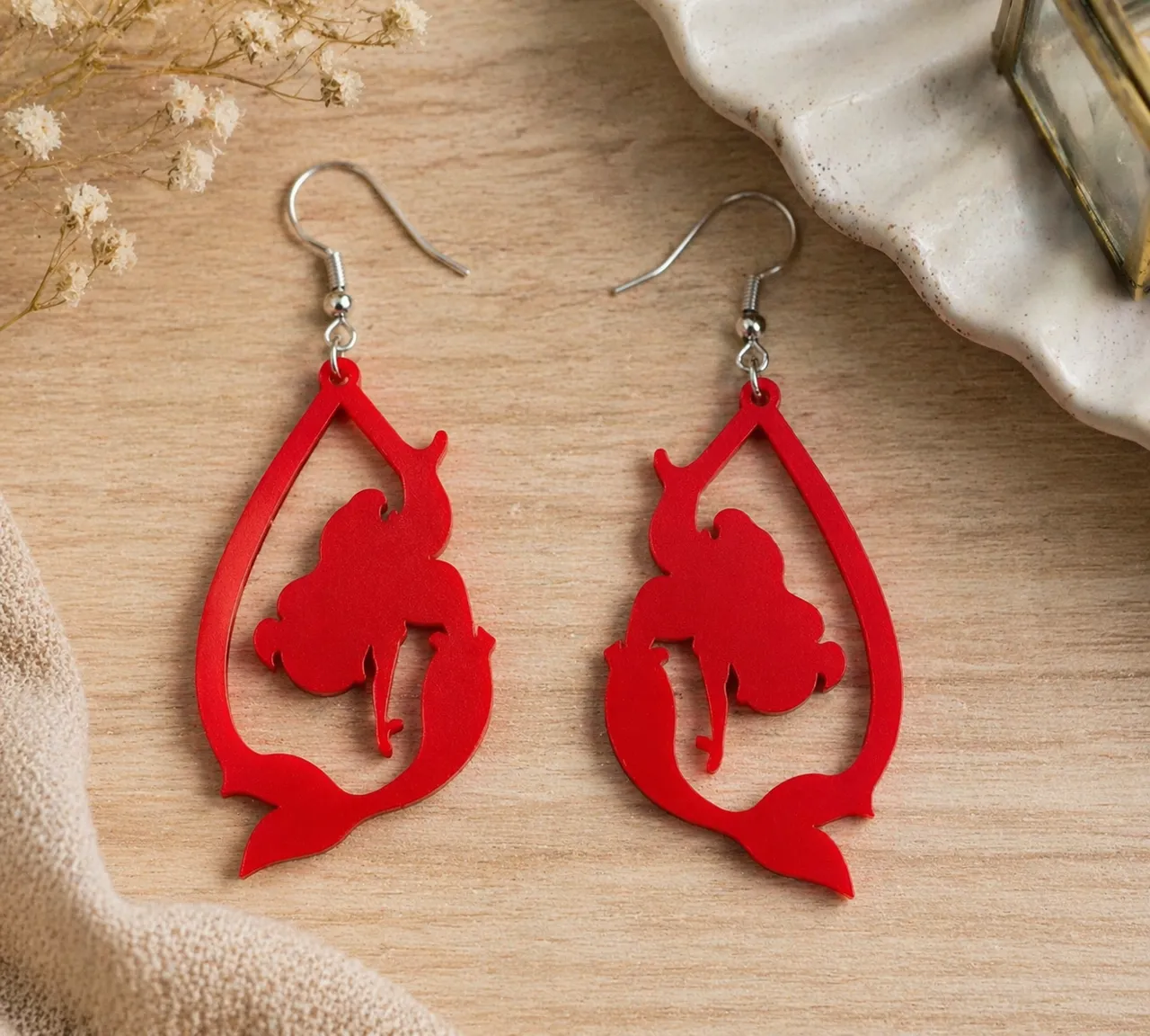 Pendientes aretes Ariel La Sirenita Disney view 2