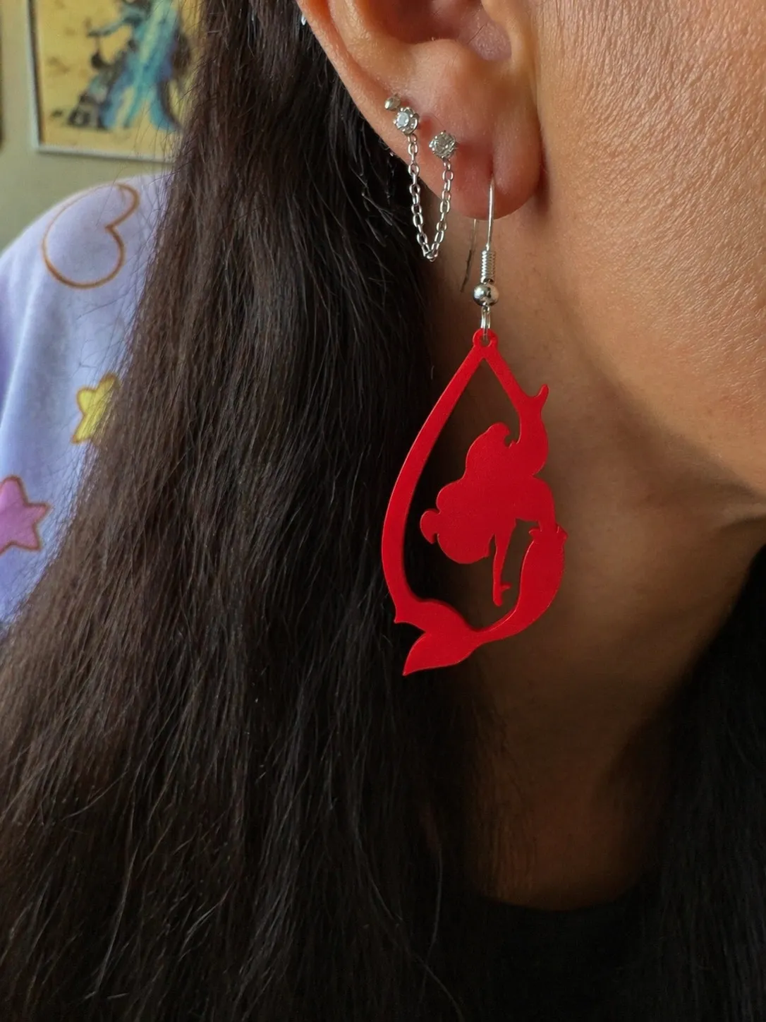 Pendientes aretes Ariel La Sirenita Disney view 3