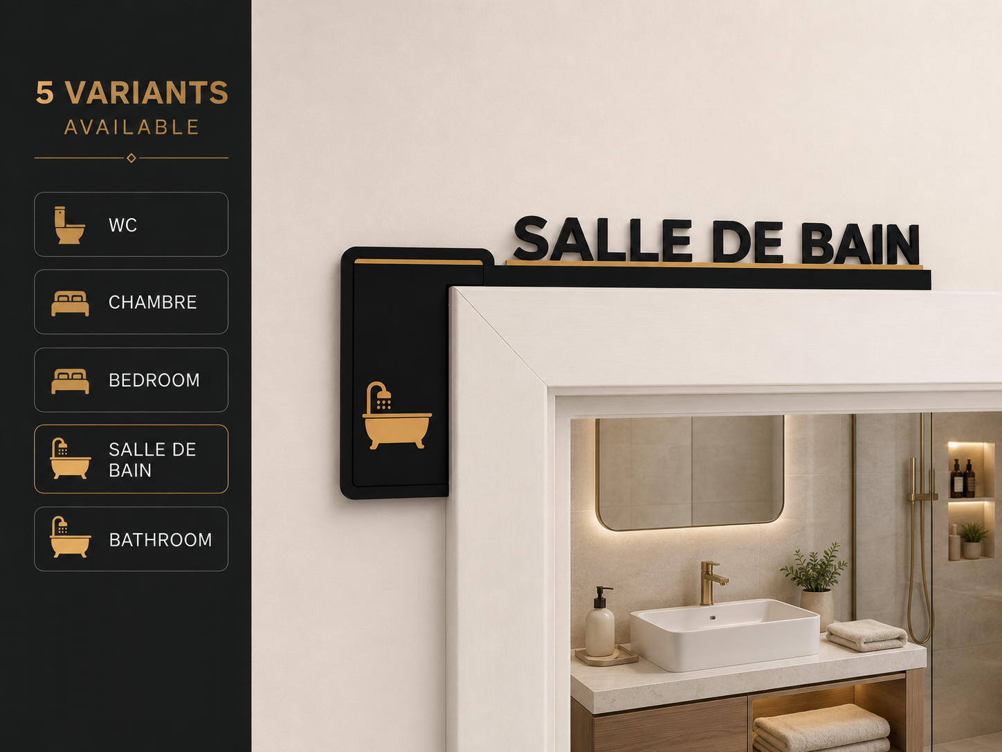 Premium Door Corner Signs – Salle de Bain