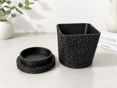 Textured Modern Planter with Drip Tray
